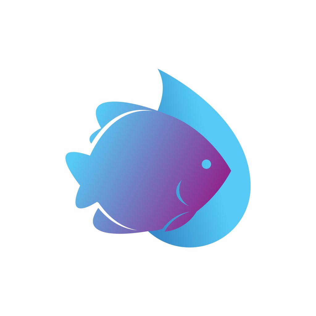 蓝色热带鱼矢量logo图标素材下载