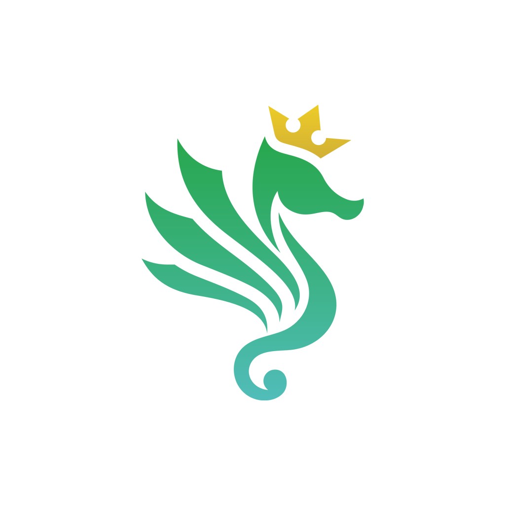 绿色海马皇冠矢量logo图标素材下载