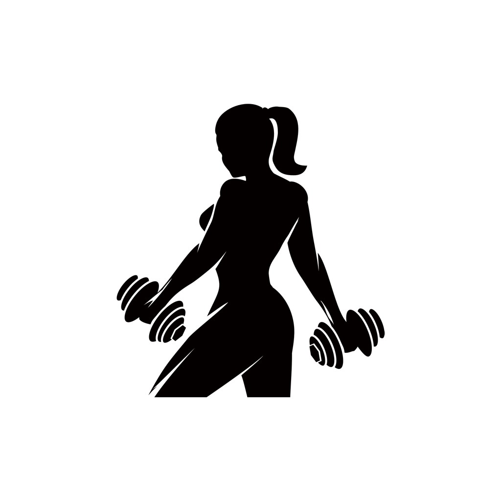 运动休闲logo设计--女性哑铃logo图标素材下载