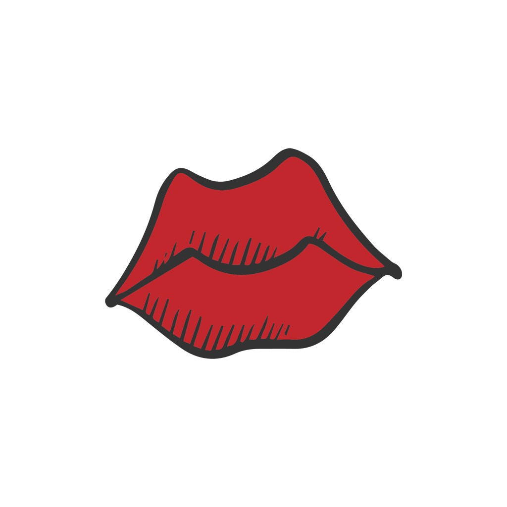 美容化妆logo设计--女性红唇亲吻logo图标素材下载