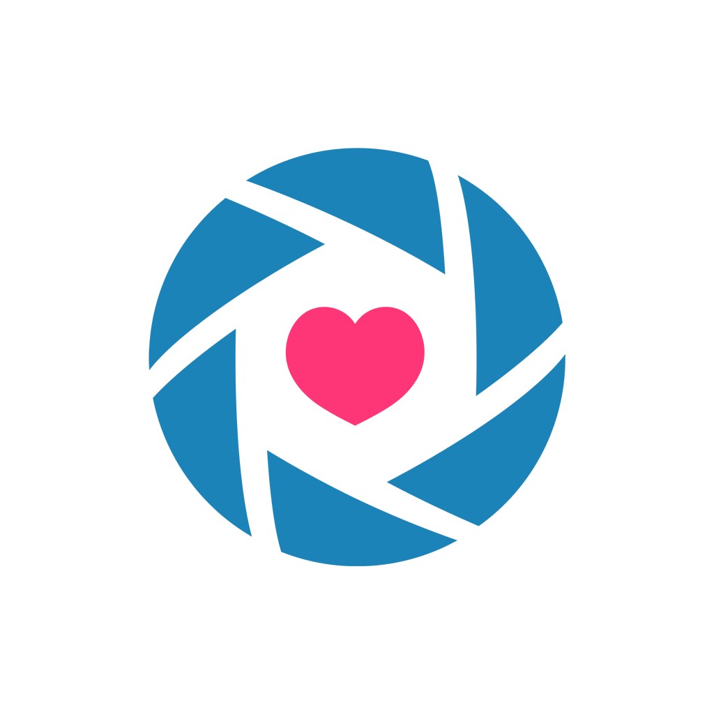 摄影传媒logo设计-蓝色摄像红心矢量logo图标素材下载