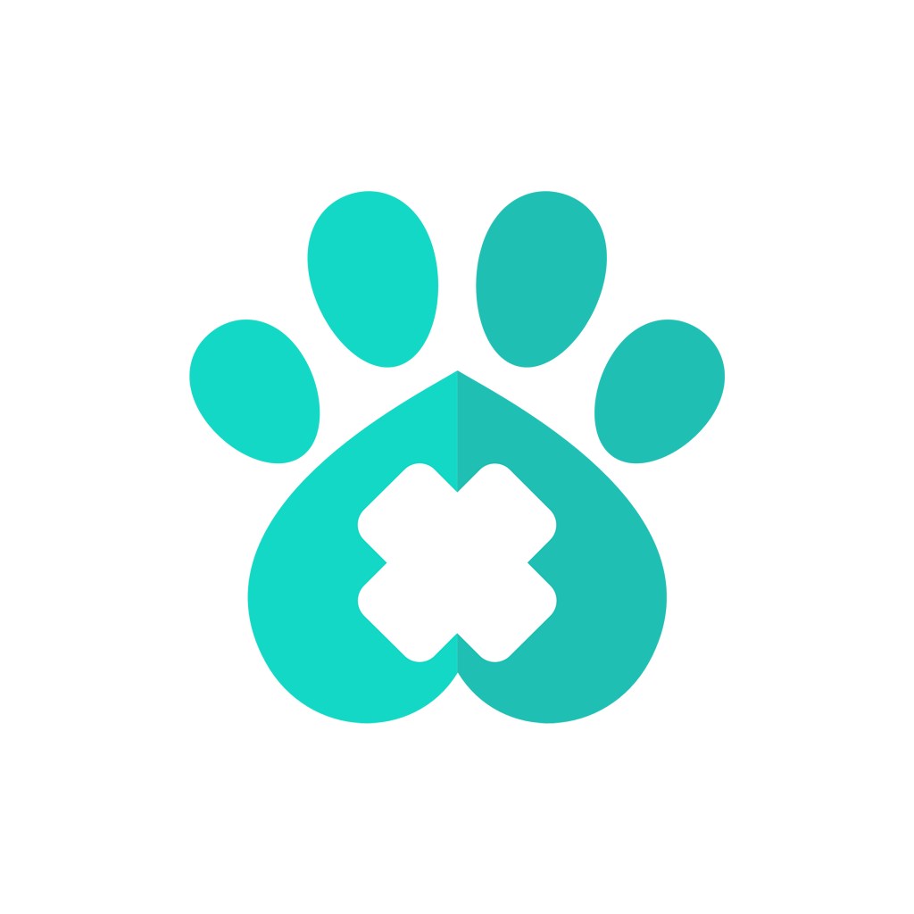 宠物医院logo设计--脚印十字logo图标素材下载