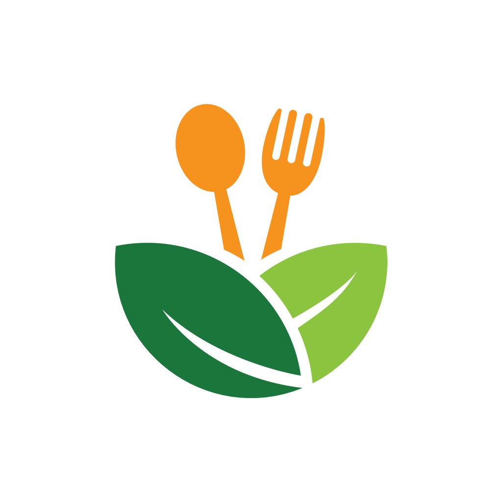 绿色食品logo设计--树叶刀叉logo图标素材下载