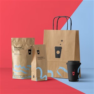 咖啡店咖啡包装设计样机贴图