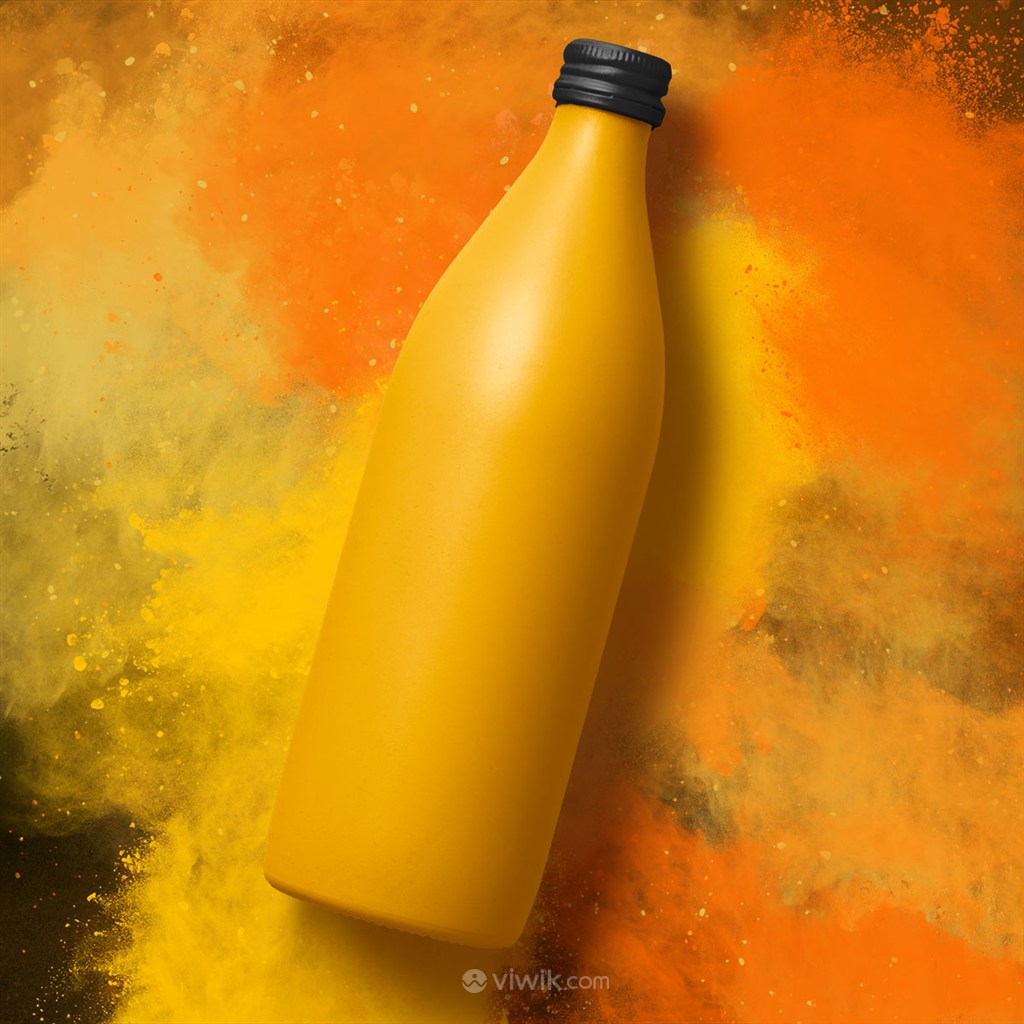 创意橙色饮料瓶包装设计样机