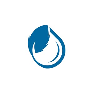 蓝色水滴树叶矢量logo素材