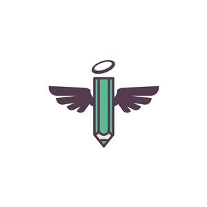 帶翅膀的鉛筆logo素材