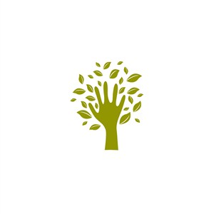 绿色手树叶矢量logo元素