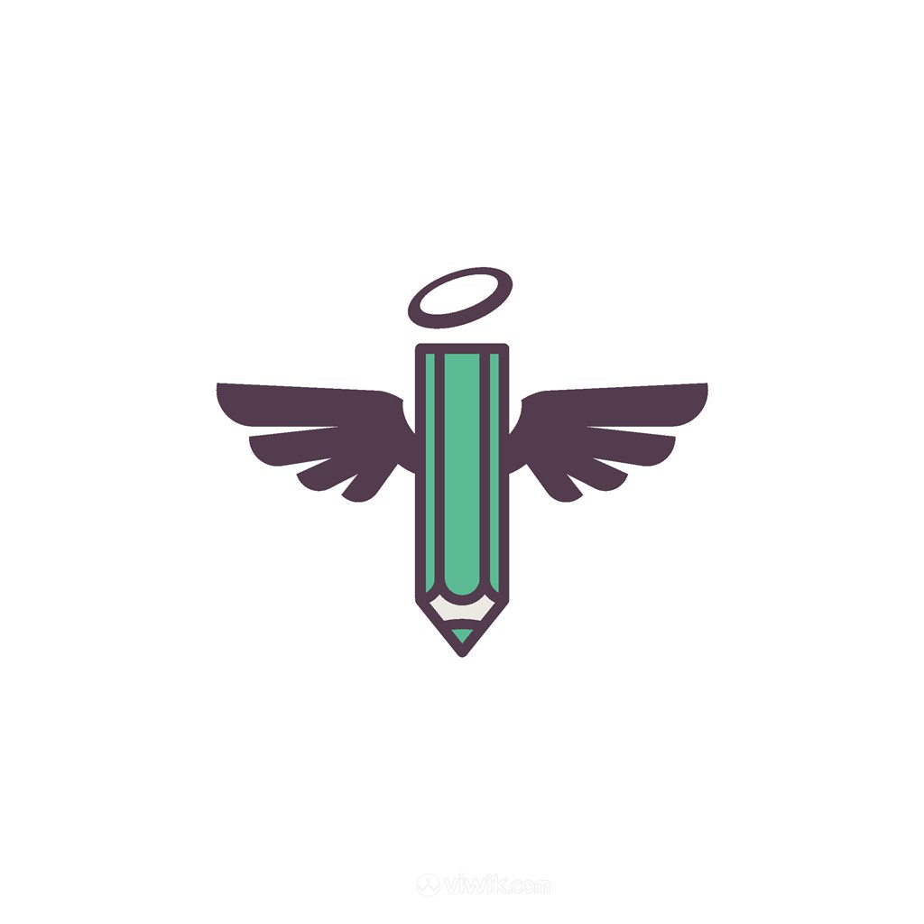 带翅膀的铅笔logo素材
