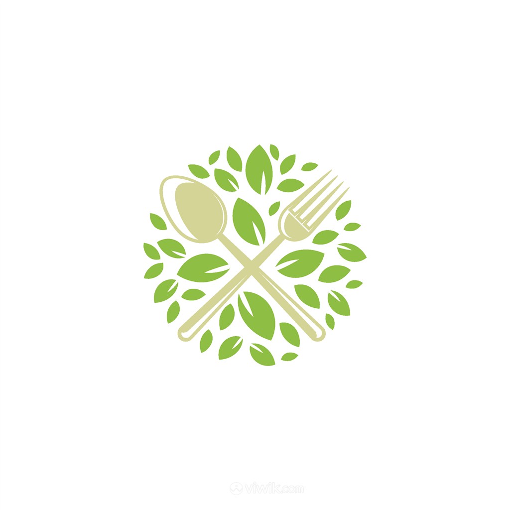 叉子勺子树叶矢量logo图标