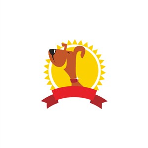 狗太阳丝带logo素材