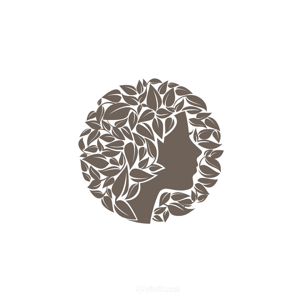 女人头树叶logo素材