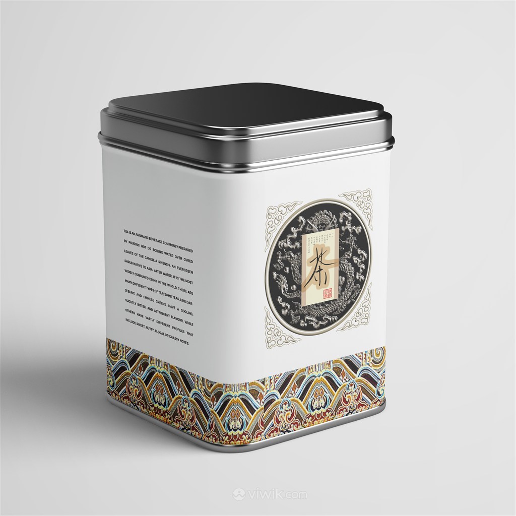 复古茶叶包装贴图茶叶铁罐包装样机
