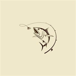 垂釣俱樂部矢量logo設計素材釣魚圖標