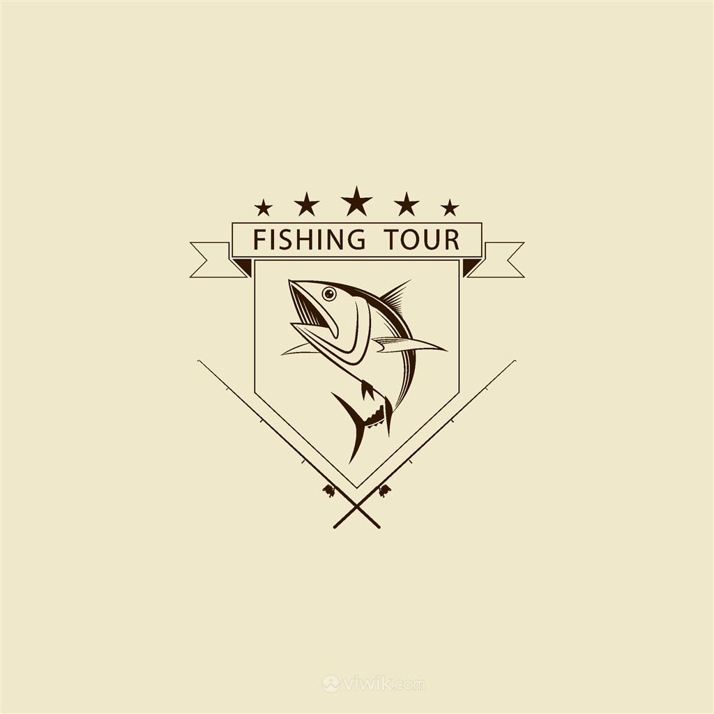 垂钓旅游矢量logo素材鱼图标