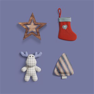 麋鹿袜子星星圣诞树样机素材