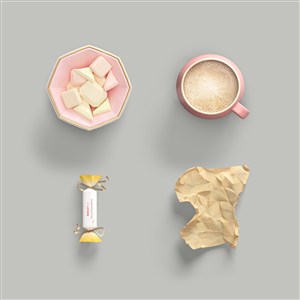 咖啡糖果纸张女性用品样机素材