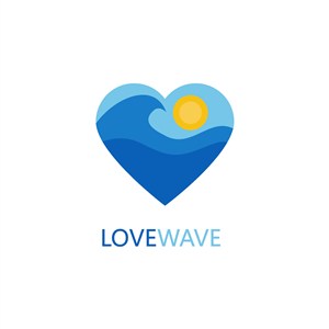 爱心海浪图标海边度假矢量logo素材