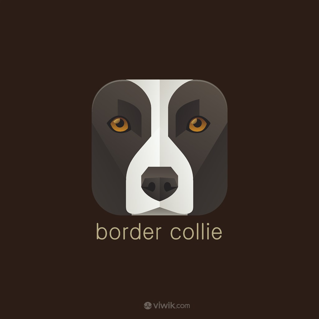 边境牧羊犬矢量图标宠物店logo素材