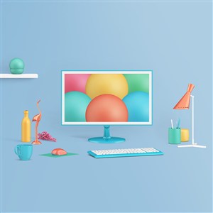 婴幼儿品牌VI电脑桌面屏保样机 