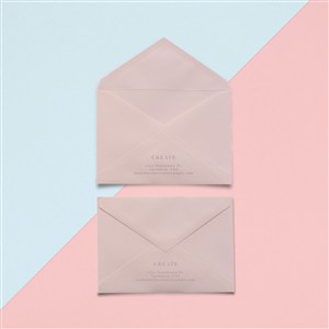 粉色创意信封设计样机