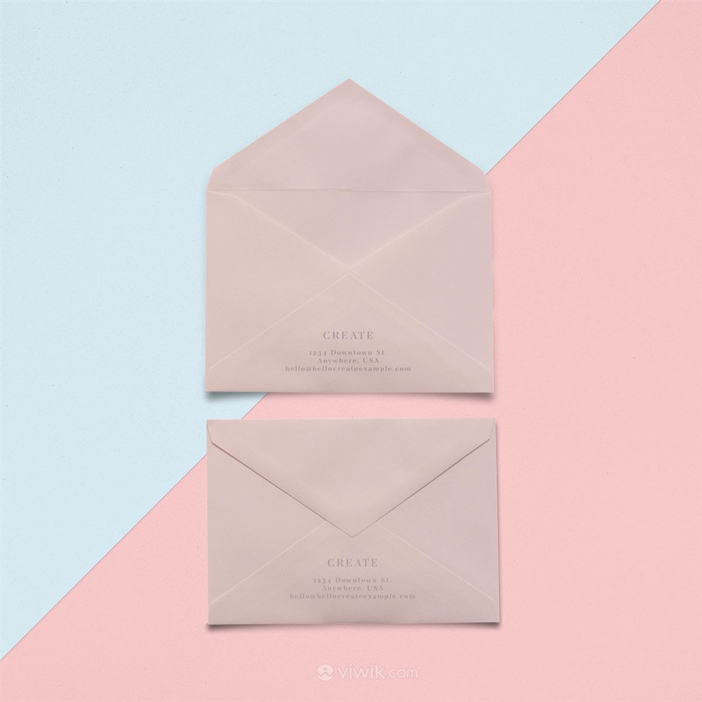 粉色创意信封设计样机