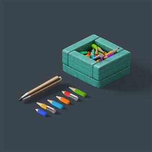 彩色铅笔笔盒样机素材