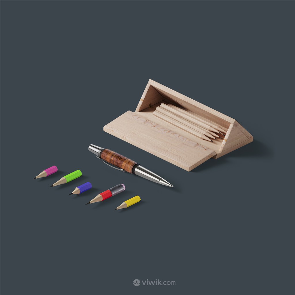 铅笔笔盒样机素材