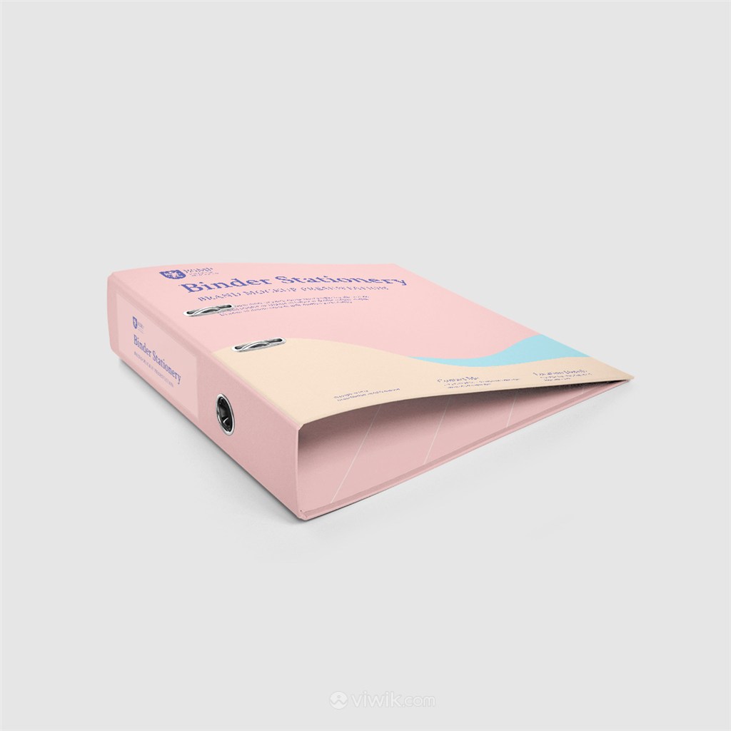 粉色办公用品vi文件夹贴样机