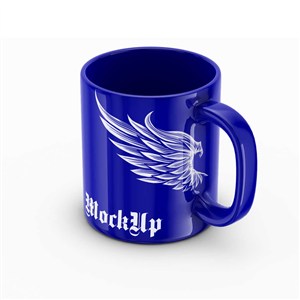 蓝色翅膀图案咖啡杯水杯样机