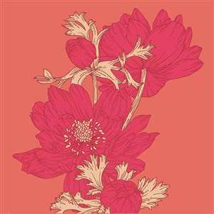 请柬海报红色花卉背景素材