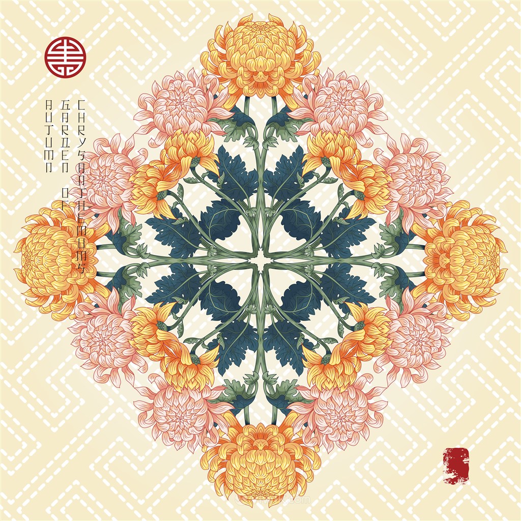 古典中式传统菊花花纹素材