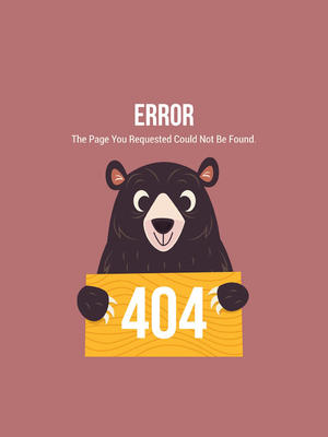 创意404错误页面黑熊矢量素材