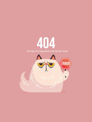 创意404错误页面举红色警示牌的猫咪矢量图