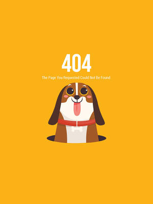 创意404错误页面吐舌比格犬矢量图