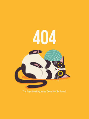 创意404错误页面猫咪和线团矢量图