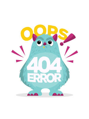 彩绘404错误页面怪兽矢量素材 