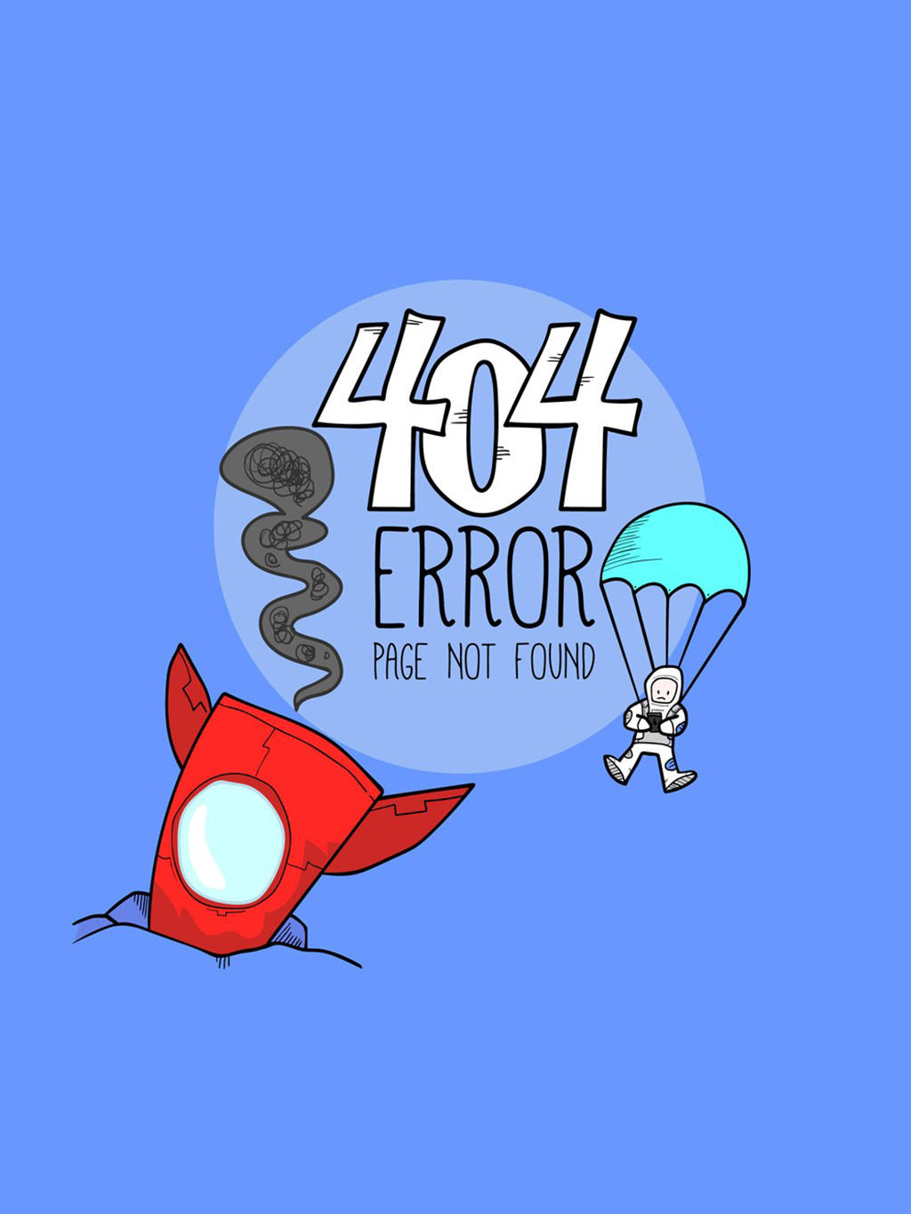 创意404页面坠落的火箭矢量图