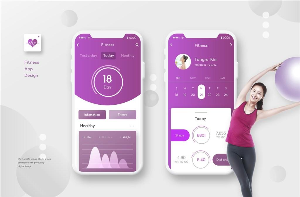  健身主题app设计展示模板  