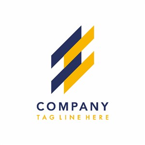 蓝黄色矩形标志设计logo素材