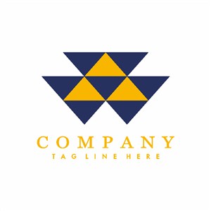 黄蓝色三角形标志设计企业logo素材