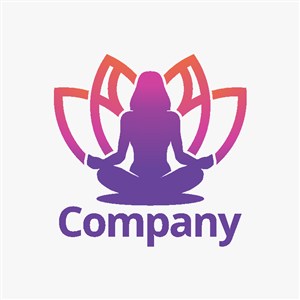 莲花女人标志图标瑜伽健身logo素材