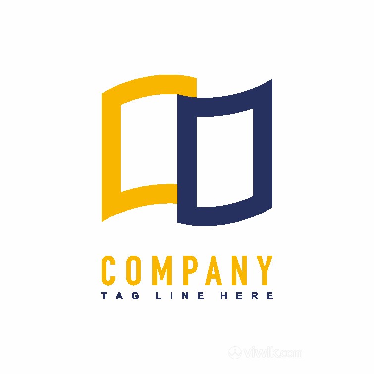 黄蓝色几何图标企业标志设计
