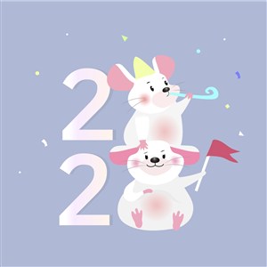 2020鼠年卡通鼠庆新年节日海报素材