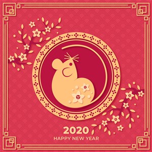 2020中国风卡通鼠新年背景矢量节日素材