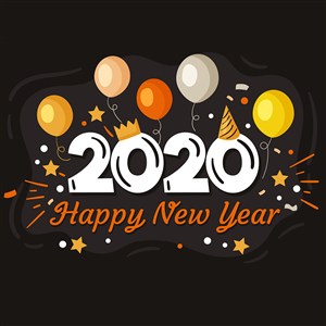 2020新年快乐气球矢量素材