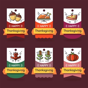 感恩节植物吊牌食品标签矢量素材