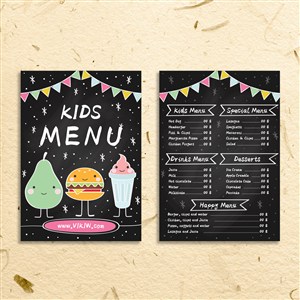 卡通儿童餐菜单设计模板.eps