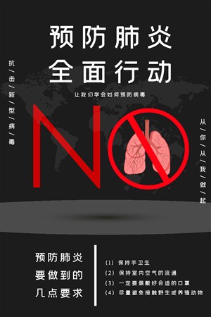 预防肺炎全面行动公益宣传海报