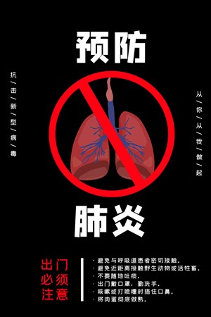预防肺炎关爱生命宣传海报